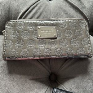 MK Silver Zip Around Wallet